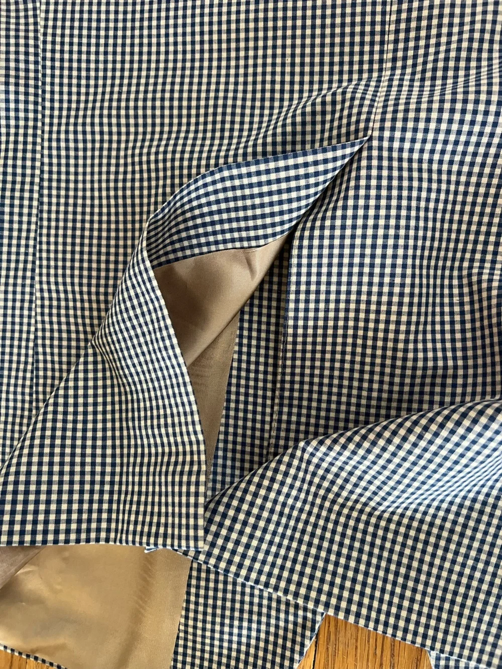 Orvis Navy and Tan gingham Houndstooth Sport Coat Blazer with Tan Lining
